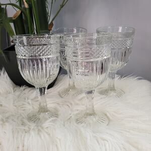 Vintage Libbey Glass Company Radiant Water Goblets Glassware Set